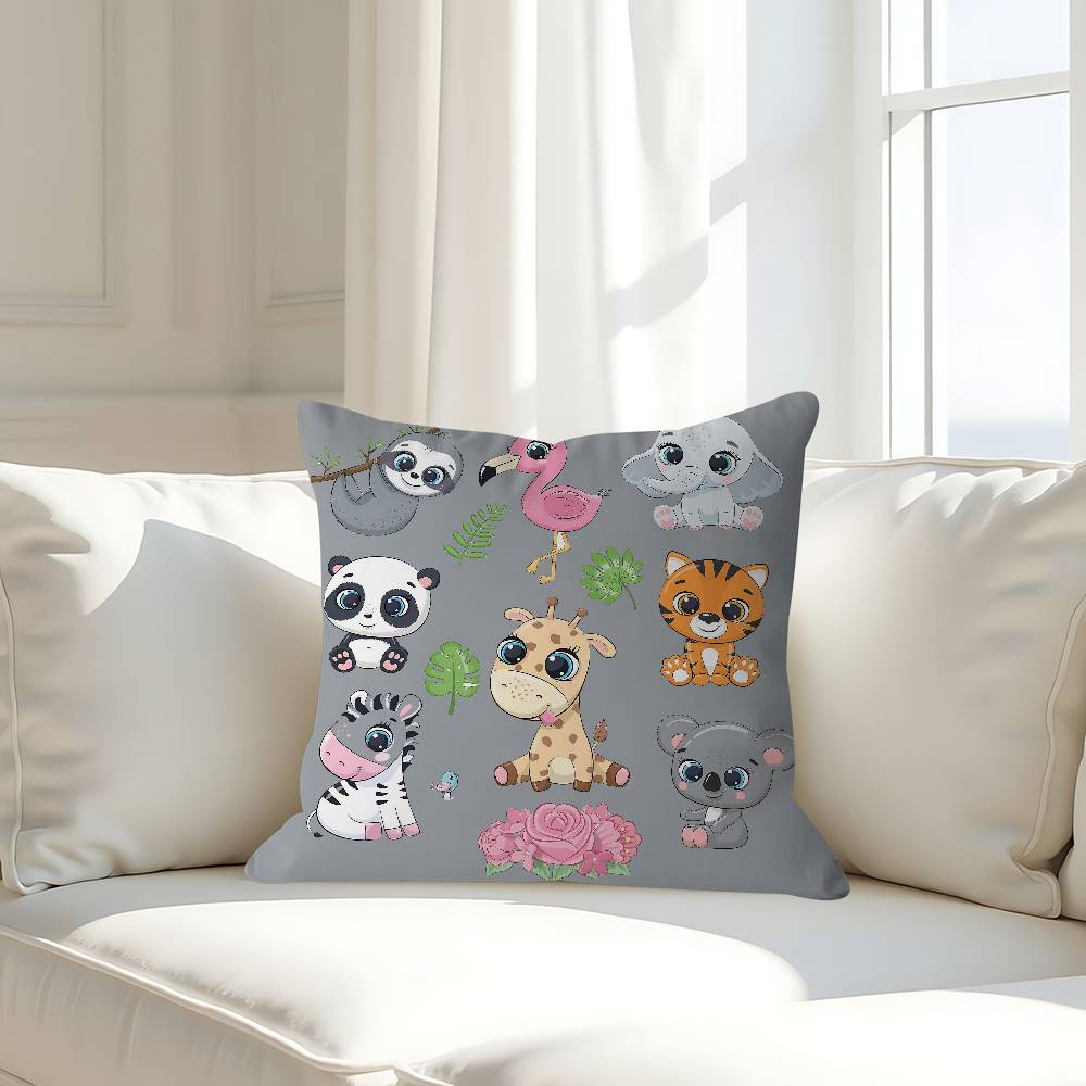 

Мультяшный милый чехол для подушки с животными, съемный, моющийся, наволочка – мягкий лен для любого сезона 16x16Inch