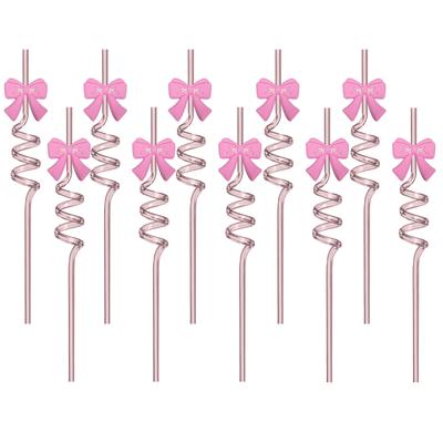 Bow Spiral Straw Cartoon Straw Drink Accessory Party Party 10pcs