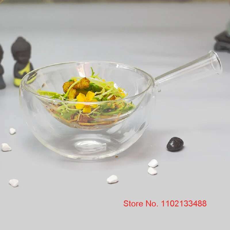 Handmade Glass Salad Bowls Creative Tableware Cooking Hollowware Specials Dry Ice Artistic Conception Molecular Delicacies Plate
