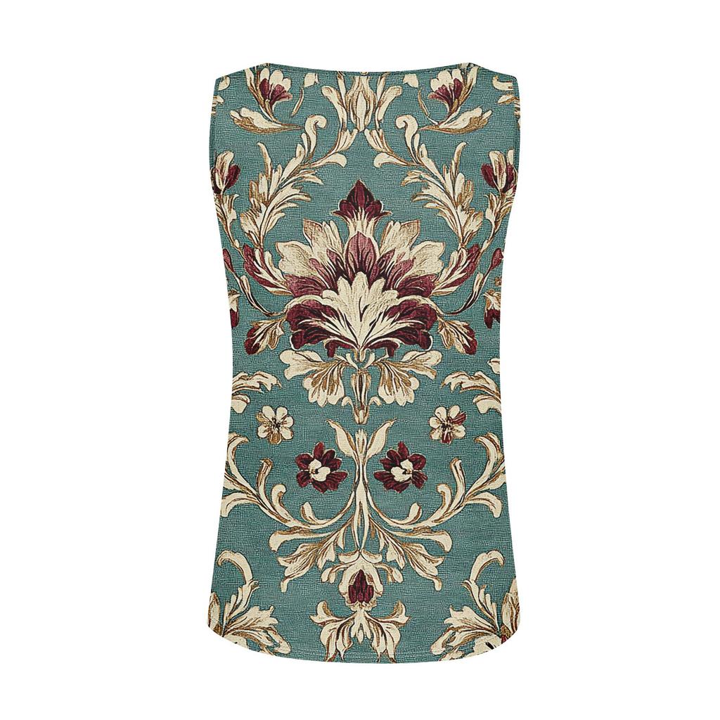 Naiste vabaaja V-kaelusega trükitud varrukateta vestid