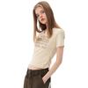 Jinyujie Women's Slim Fit Pure Cotton Printed V-Neck T-Shirt