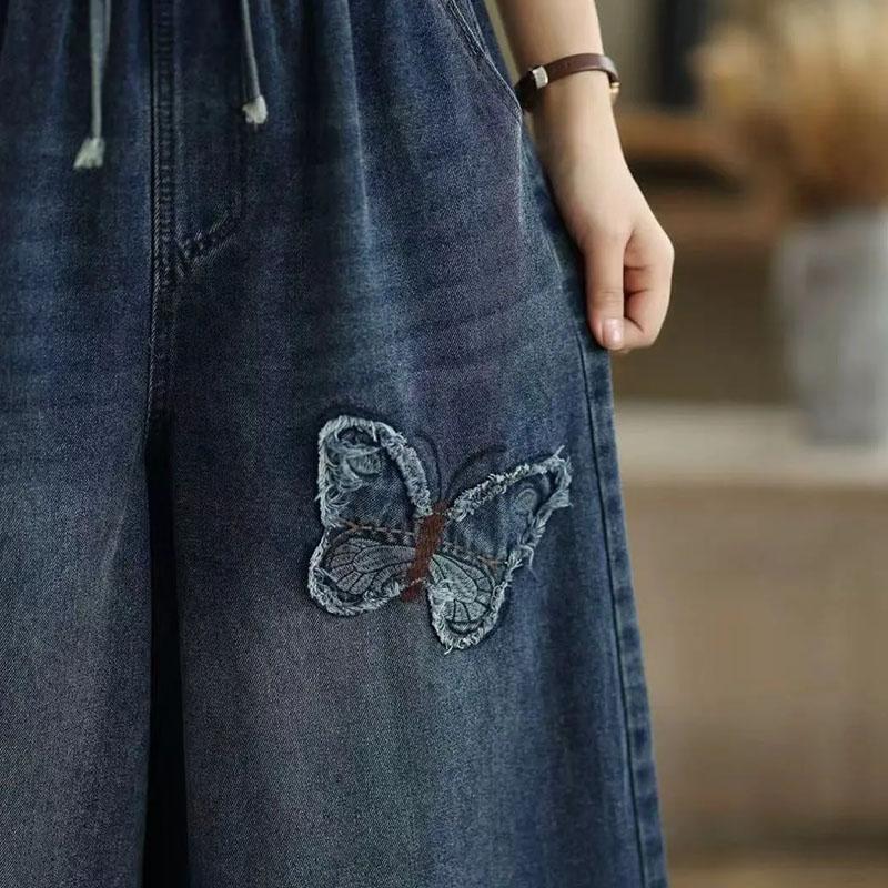 Pants for Women Elastic High Waist Long Trousers Plus Size Thickened Stretchy Solid Colour Versatile Casual Wide Leg Jeans Pants