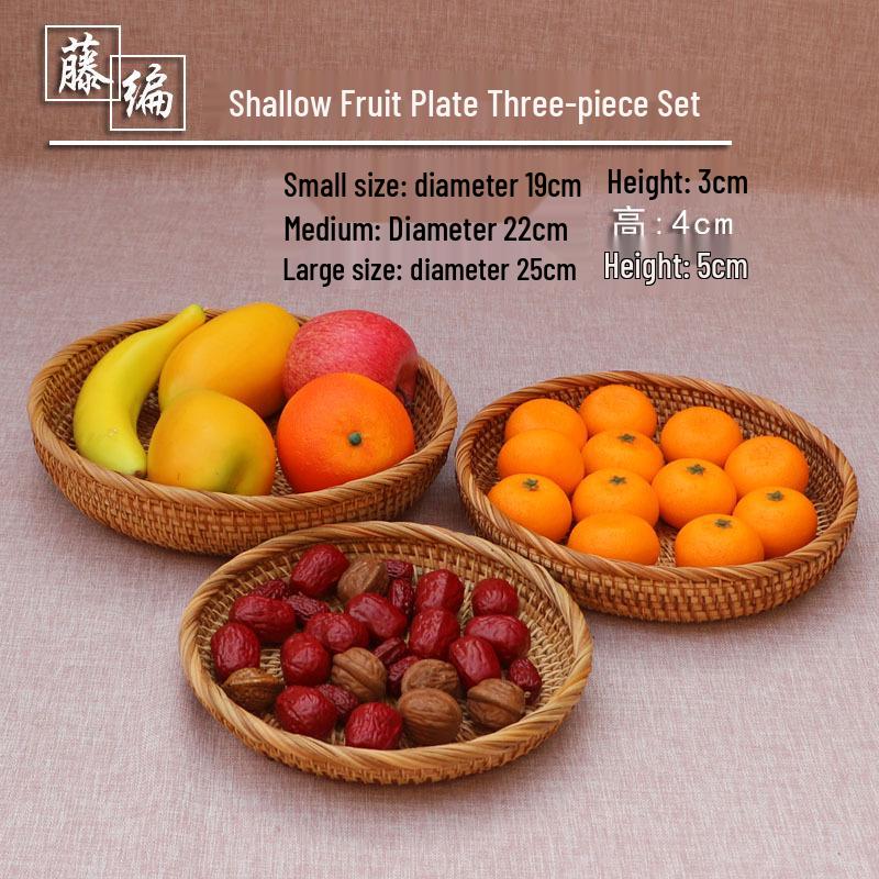 Koszyk na owoce z rattanu w stylu europejskim Stolik kawowy - Nowoczesny wystrój salonu