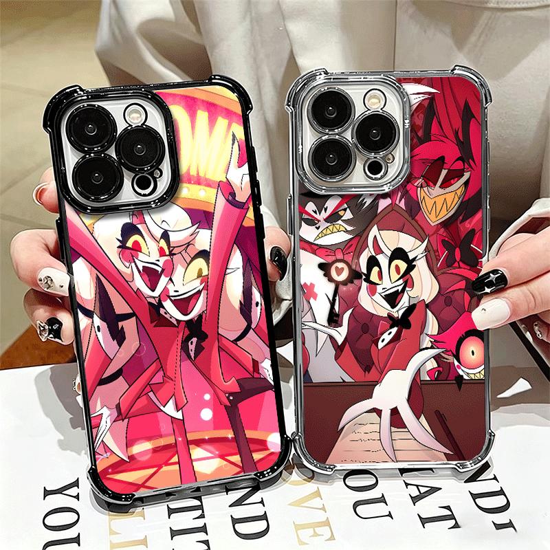 Hazbin Hotel Anime Plating Phone Case For Iphone 16 17 Pro Max Air 16E 14 15 Plus 12 13 Mini Anti-Fall Airabag Cover