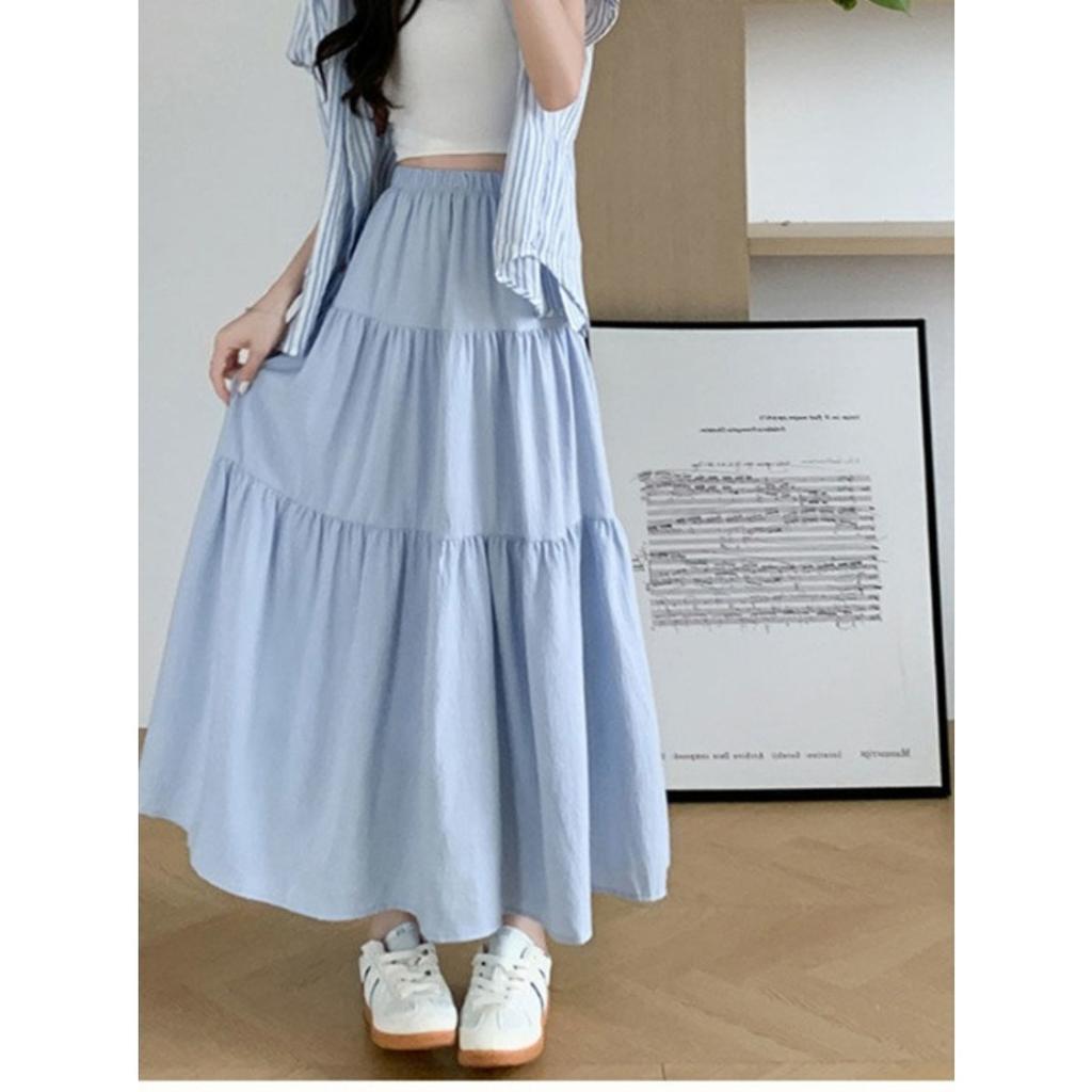 Women's High Waist Tiered A-Line Skirt Elegant Draped Long Skirt For Summer Vacation
