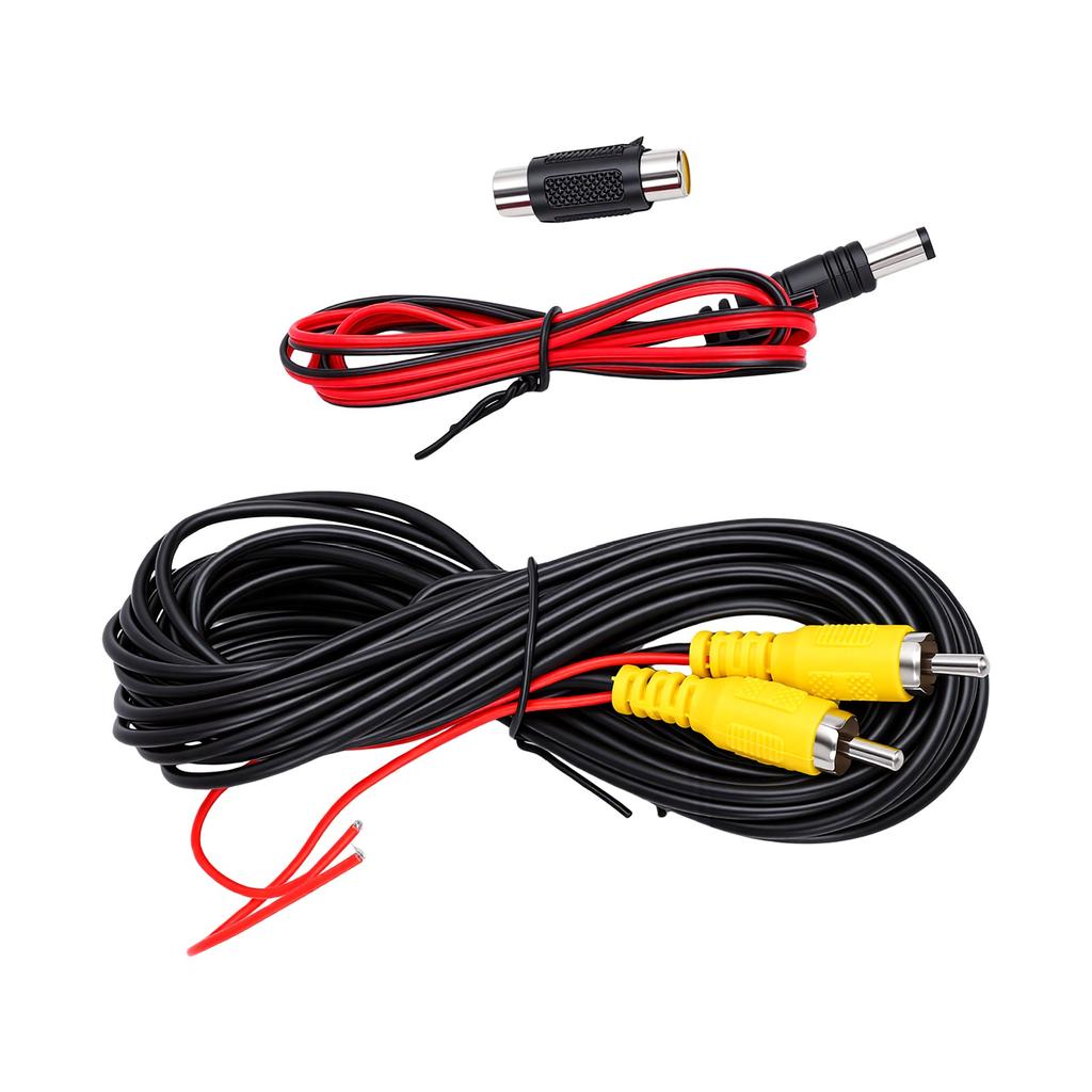 Backup Camera Video Cable with Video Female to Female Coupler Power Cable for Car Rearview Camera AV Extension Cable