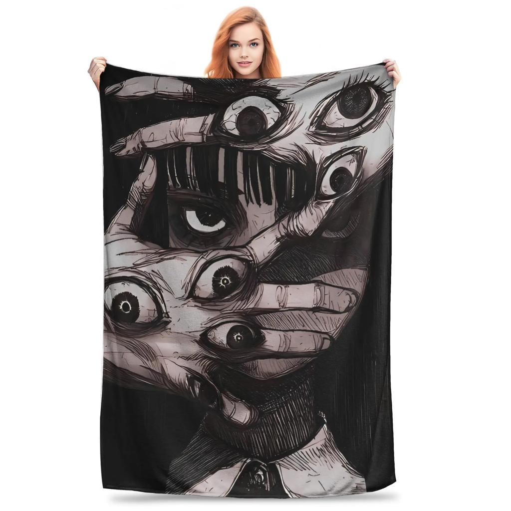 Tomie Junji Ito Blanket Soft Warm Throws for Winter Bedding Child Couch Chair Pattern Ideal for Bedspread