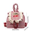Canvas Lace Plaid Backpack Korean Style Bow Shoulder Bag Multi Functional Cherry Backpack  College
