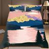 3-Piece Bedding Pillowcase Quilt Cover Set Simple Forest Pattern 2D Digital Printing Suitable For Bedroom Dormitory Decoration