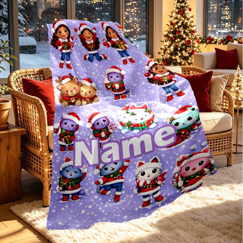 Custom Name Personalized Gabby's Dollhouse Print Blanket, Home Decor, Bedroom, Sofa, Camping, Couch, Gifts for Birthday Christmas