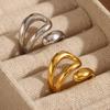 MamacitaSlay Minimalist 18K Gold Plated Stainless Steel Hollow Out Open Ring New Design Waterproof Jewelry Women's Charm Gift