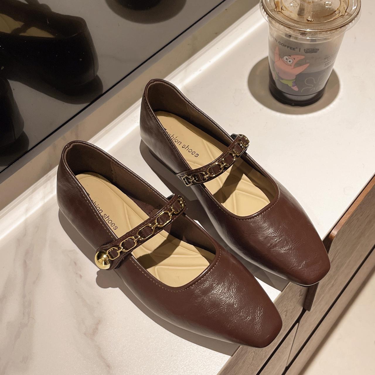 

Женские туфли Мэри Джейн на низком каблуке Элегантные туфли на каблуках Роскошные туфли-лодочки Черные модные удобные повседневные туфли для женщин Босоножки Цепочка 35 коричневый