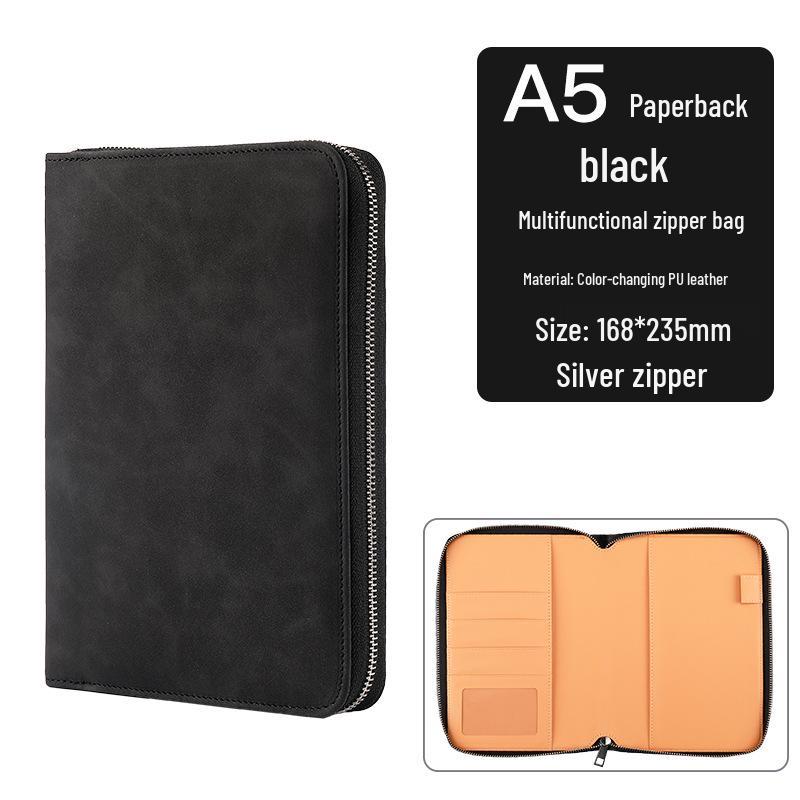 Custom Business Notebook with Zipper Bag - Multifunctional A6/B5 Notepad & Manager Folder Includes Inner Pages