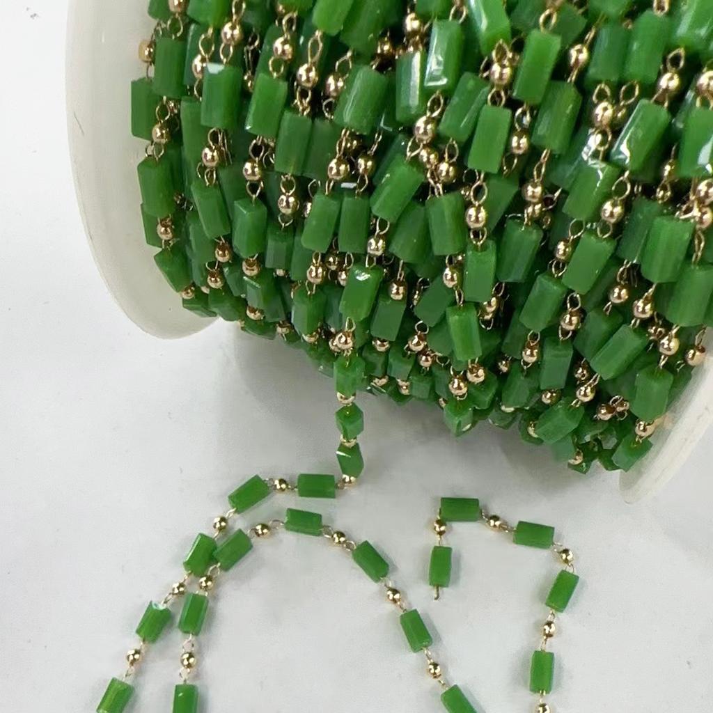 1Meter KC Gold Cuboid Cube Beads Chains Bohemian Necklace Chain for Choker Bracelets Handmade Jewelry Making DIY Accessories