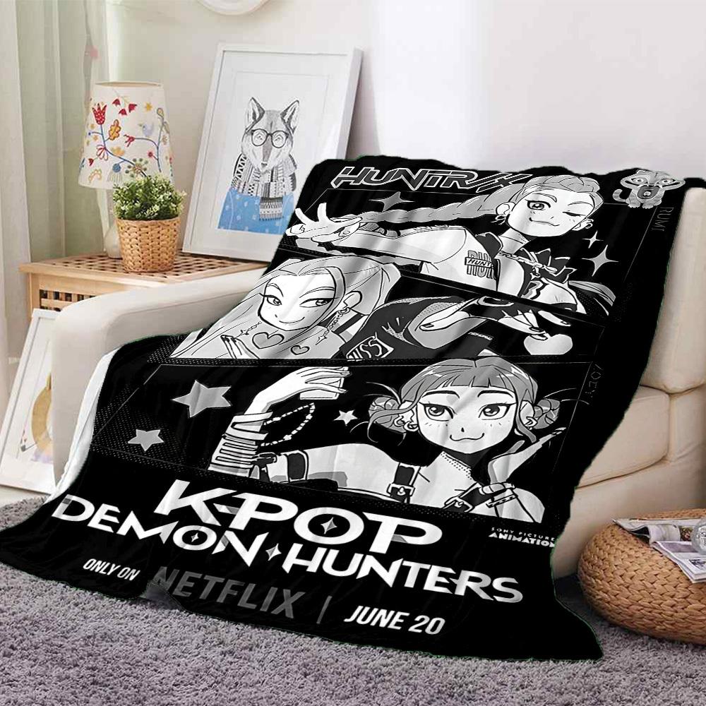 1pc K Pop Demon Hunters Flannel Blanket, Soft Skin Friendly with Digital Printing, Various Sizes Available for Family, Friends, Birthday