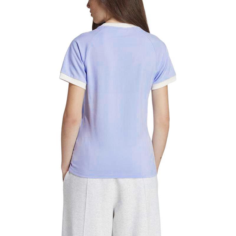 Adidas Originals Colorblock Trefoil Casual Round Neck Short Sleeve T-Shirt Women Tops Light-Purple IT9822