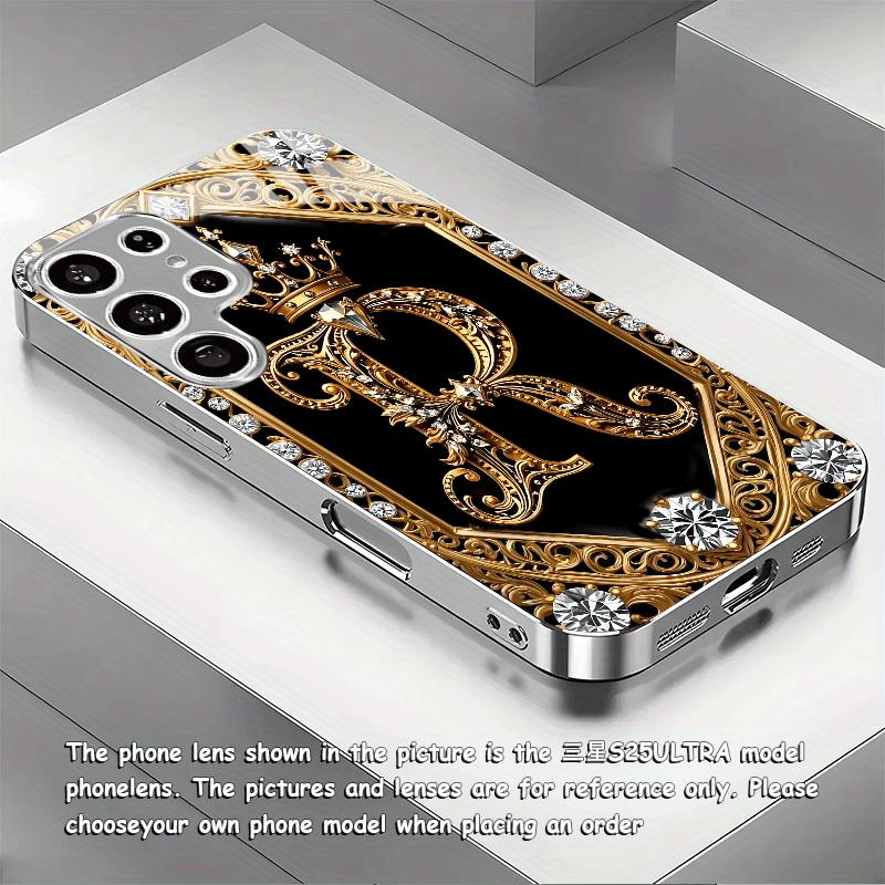 Gold-plated Tempered Glass Phone Case, Compatible Galaxy S26 S25 S24 S23 S22 Ultra Plus. Made Tempered Glass Gold Textured