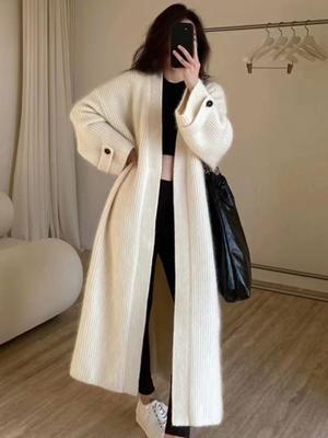 Cárdigan Largo de Punto para Mujer, Nuevo Estilo, Holgado, Abrigo Exterior, Estilo Perezoso Coreano, Abrigo