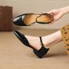Krazing Pot Cow Skin Round Toe Low Heels Summer Shoes Big Size 42 Ankle Straps Women Pumps