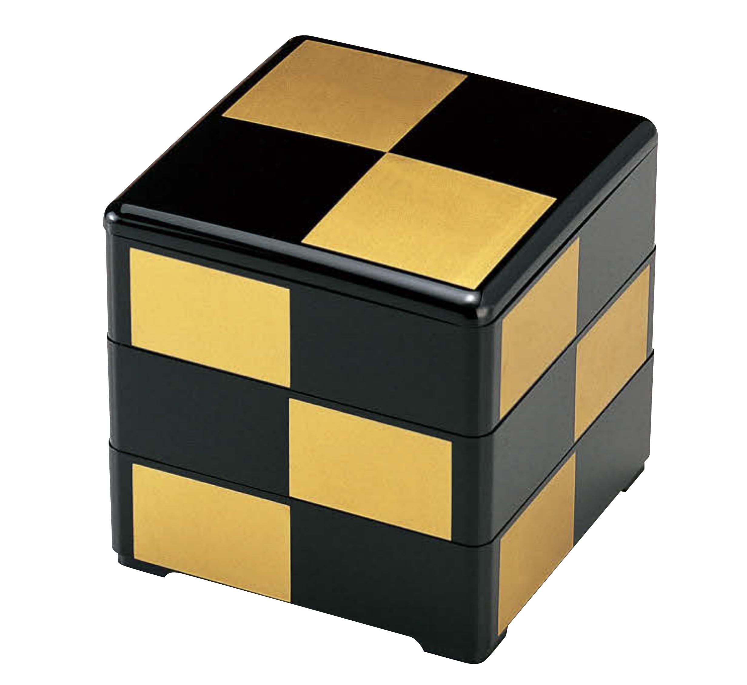 

Вакаидзуми Дзюбако Черный с золотым клетчатым узором 3 лакированных ящика, 5,5 дюйма, (Черный интерьер), Тьерс, H-166-5A чёрный