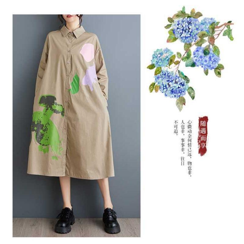 Plus Size Printed Splicing Casual Simple Sweetheart Long Sleeve Dresses