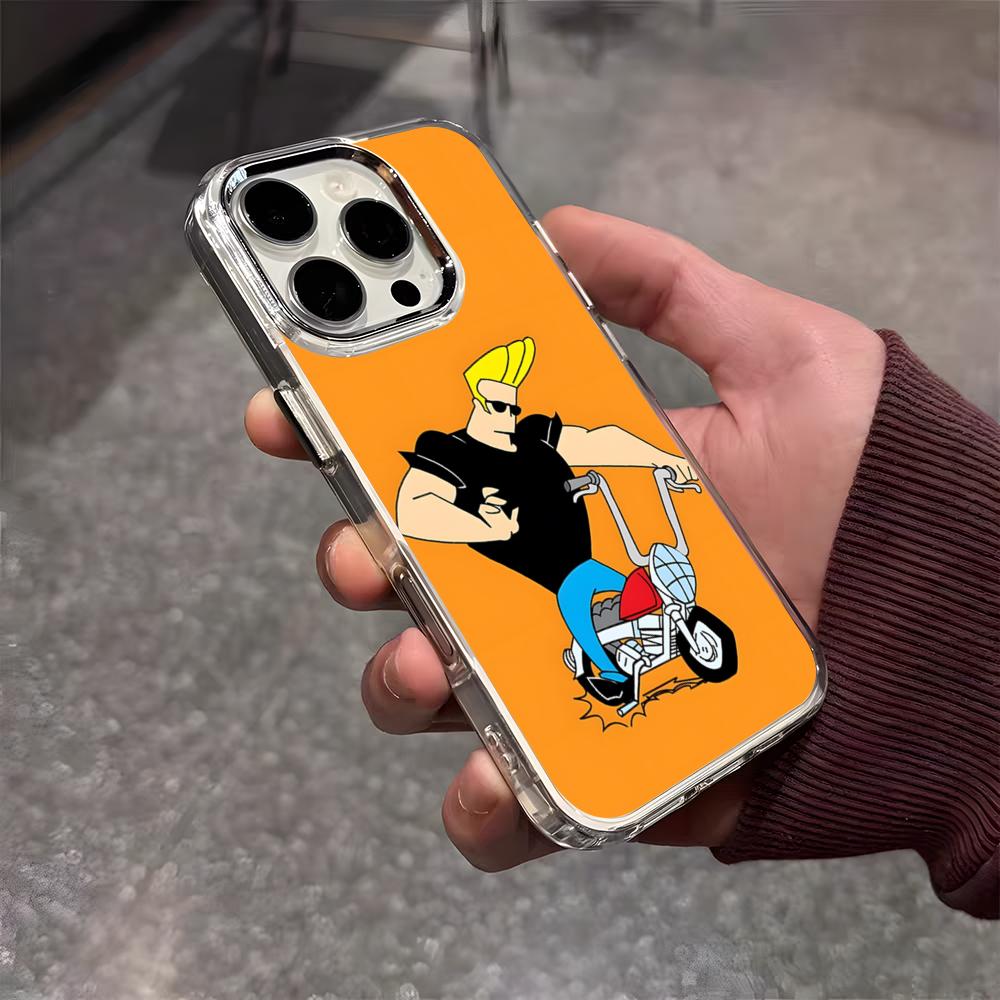 Johnny Bravo Anime Phone Case For IPhone 17 Air 16 E 15 14 13 12 11 Plus Pro Max Electroplated Transparent Soft Shell