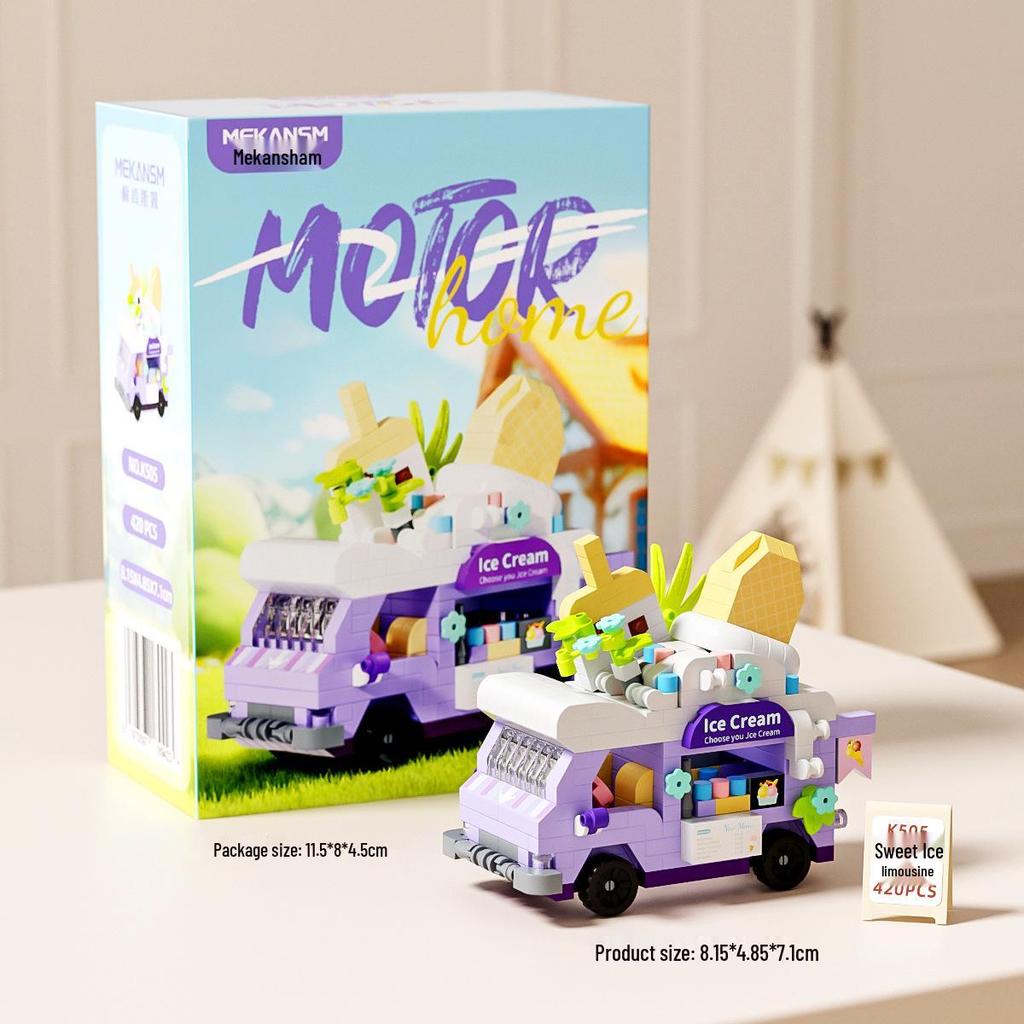 Mekensm Micro-Particle Building Blocks Educational Vending Cart Model Toy for Kids