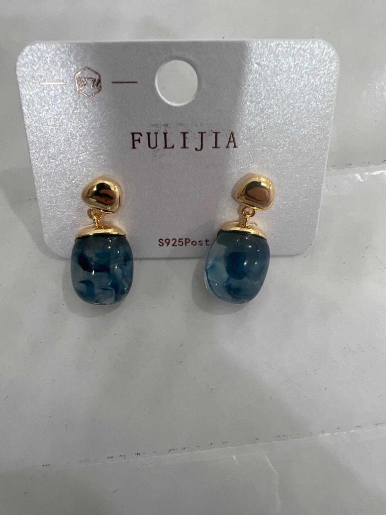 Smudge Resin Stud Earrings Maillard Retro Niche Earrings Fashion High Sense Versatile Earrings