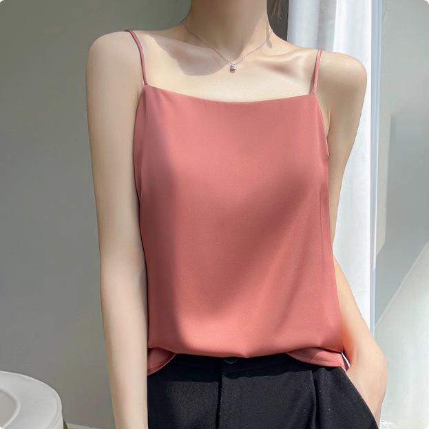 2025 Damski Biały Satynowy Top na Ramiączkach - Imitacja Jedwabiu, Piękne Plecy, Letnia Warstwa
