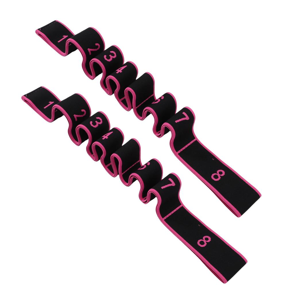 2PCS Stretching Strap with Loops 8 Segment Fitness Stretch Band for Stretching Equipment Exercise Flexibility Pink