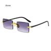 1PC Unisex Plastic Square Frame Fashio Rimless Sunglasses for Outdoor Beach Party Metal Ins Trendy Sunglasses Gafas De Sol Mujer