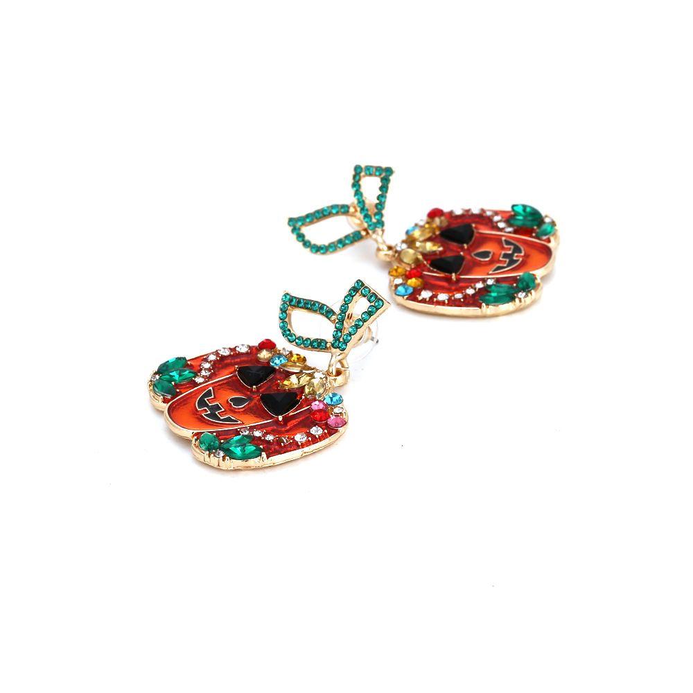 Accessories Rhinestone Pumpkin Earrings Pumpkin Stud Earrings Women's Earrings Halloween Ear Stud