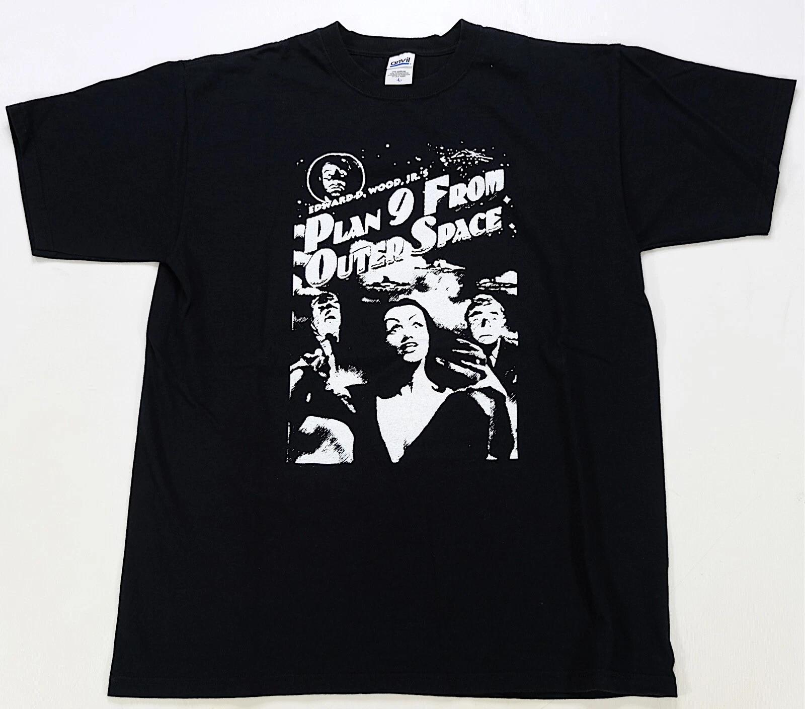 Rare VintageANVIL Plan 9 From Outer Space T Shirt 90s 2000s Movie Film Black L 2XL