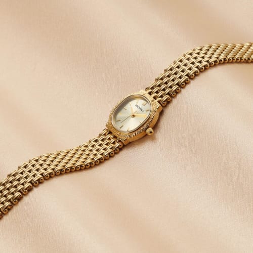 BERNY Women's Gold Quartz Watch with a Small Oval Design, 3 ATM Water Resistance, and a Japanese Movement with a Convenient Adjustment Tool