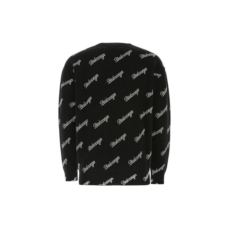 Balenciaga All Over Script Logo Knit Sweater 'Black' Men's 646493T41121070