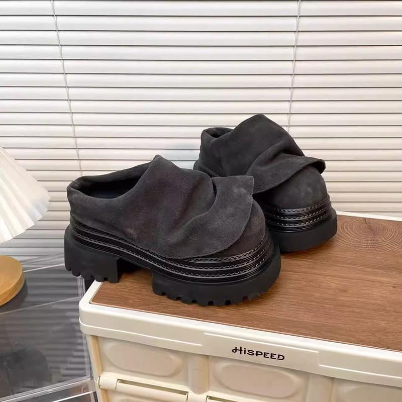 

Summer new ruffle leaf edge catwalk bag head half slippers thick sole fashion small height increase women s shoes 35 серый