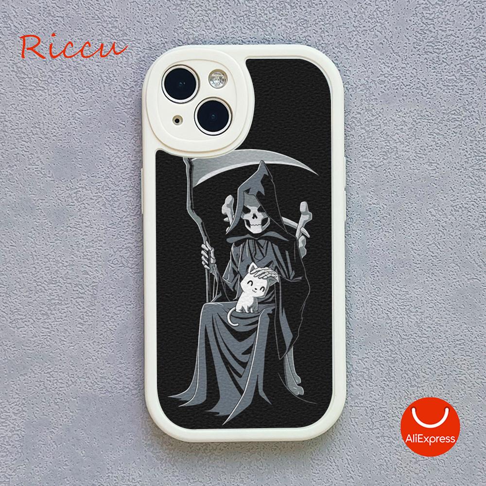 Grim Reaper Skull Skeleton Phone Case for Iphone 14 13 11 12 Pro MAX 13 12 MiNi 7 8 Plus 13 Pro XS XR Lambskin Protective Covers