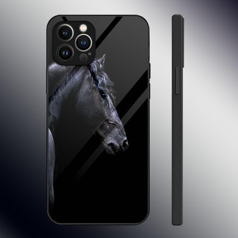 Domineering Cool Horse Phone Case Tempered Glass For IPhone 13 12 11 14 Pro Max Mini X XR XS 8 7 6s Plus SE 2020 Cover