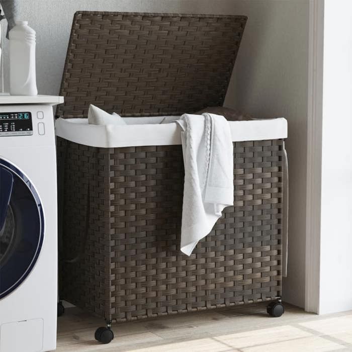 VidaXL Laundry Basket with Wheels Dark Brown 60x35x60.5 Cm 372040