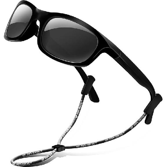RIVBOS Kids Sunglasses with Strap Polarized UV Protection Flexible Rubber Shades for Boys Girls RBK023 Polarized Lens