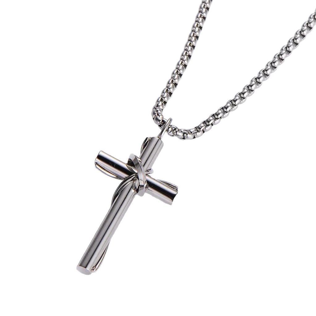 2026 Jewelry Wrapped Cross Fashion Personality Couple Necklace Men's and Women's Accessories