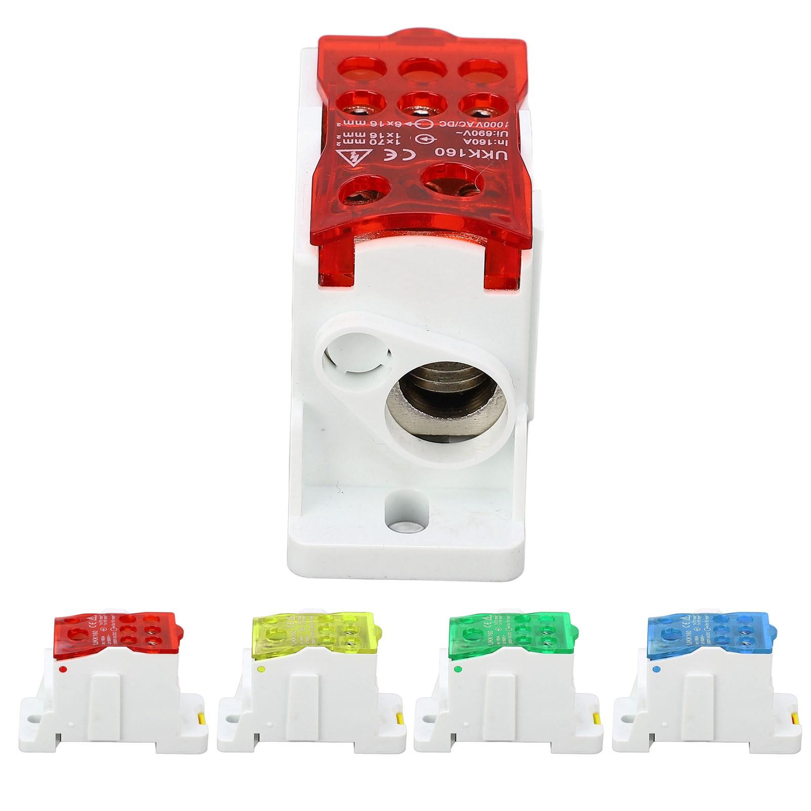 

1 Pc 690V 160A Din Rail Distribution Box Block One In Multiple Out Power Universal Wire Connector Junction Box Terminal Block червоний
