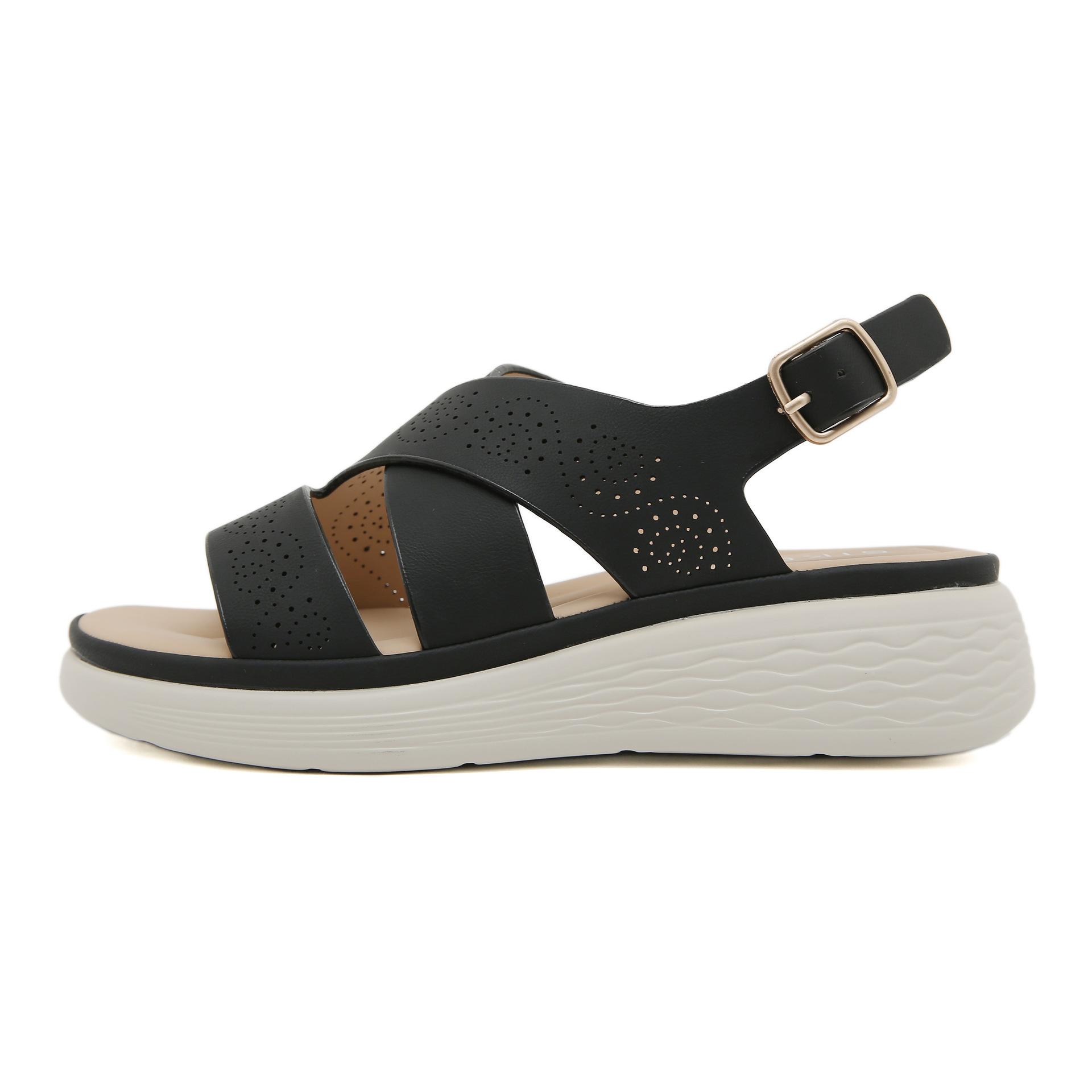 

Новые женские повседневные спортивные сандалии с толстой подошвой, легкие, нескользящие и удобные, с пряжкой 41 чёрный