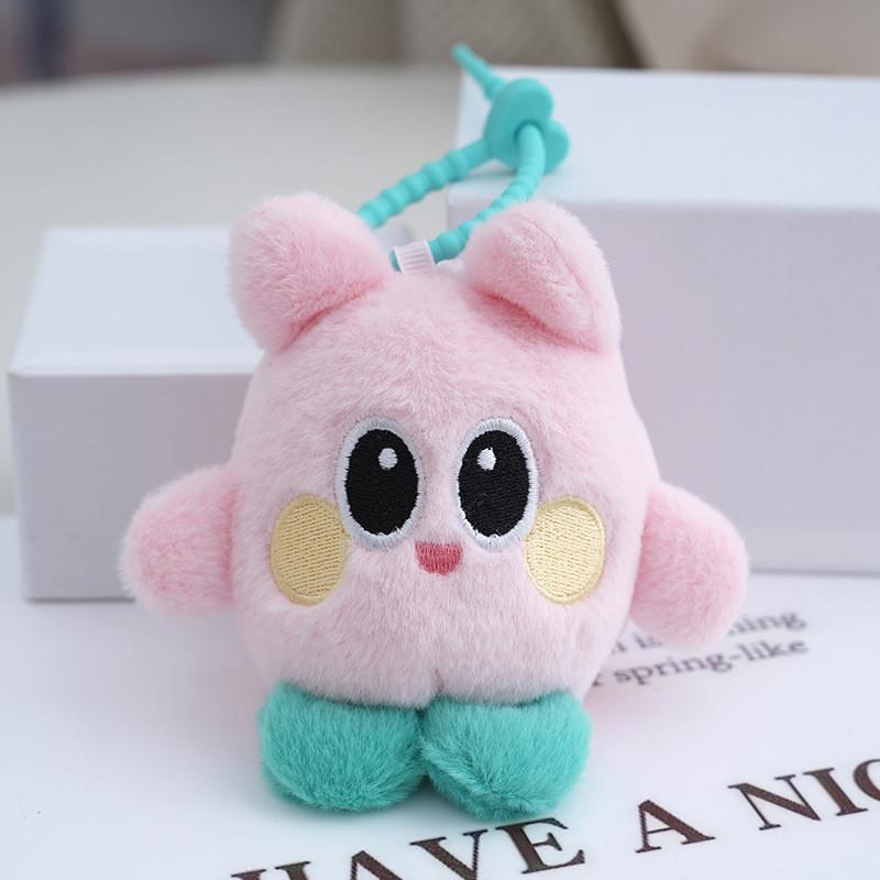 Adorable Cute Big-eyed Kirby Plush Toy Keychain Soft Stuffed Doll Charm розовый