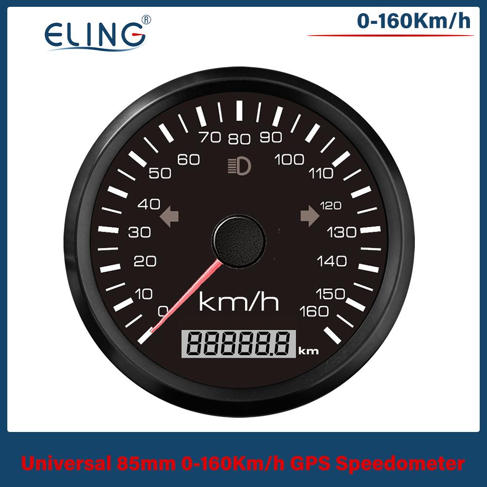 ELING 85mm GPS Speedometer 0-125MPH 0-160MPH 0-200MPH Odometer Left Right High Beam with Red Yellow Backlight for Auto Truck RV