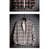 Men Fashion Plaid Long Sleeve Loose Casual Stand Collar Shirt