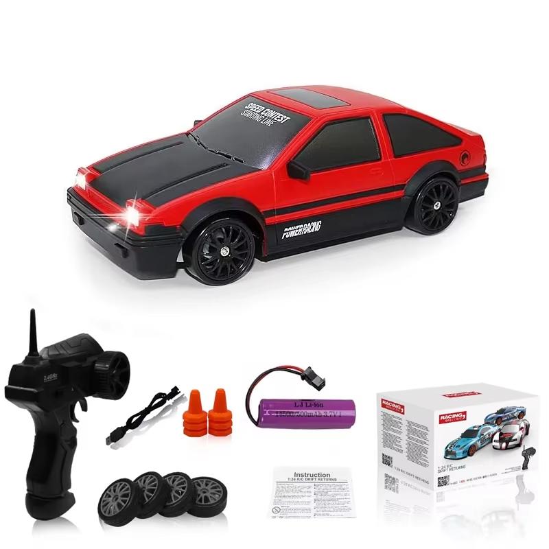 2.4G Cool High-Speed Drift Racing Car AE86 Model Remote Control Racing Car Four-Wheel Drive GTR Remote Control Car Boy Toy Gifts