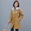 Haining Herbst und Winter Plus Baumwolle Winter Dicke Lederjacke PU Westernstil Mittellang Locker Damen Windjacke