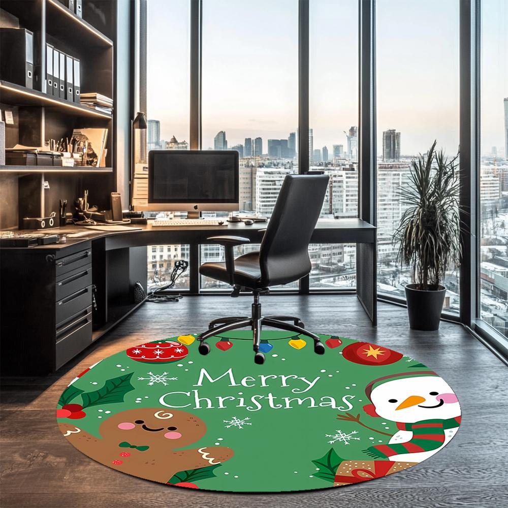 Christmas gingerbread man Printed Round Rug Carpet Chair Rug Area Rug Entryway Doormats,for Office Chair Living Room Bedroom Kitchen Room.