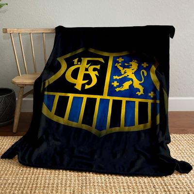 Golden Lion and Striped Shield Design Patterned Blanket, Flannel, Suitable for All Seasons, Home Decor, Warm and Cozy